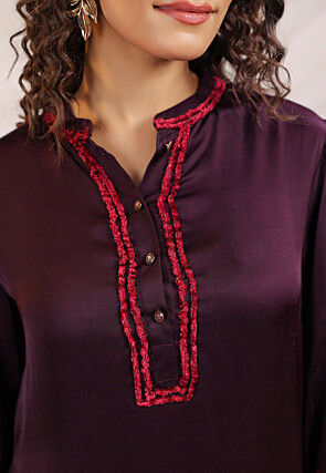 Digital Printed Satin A Line Dress in Violet