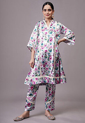 Digital Printed Satin Co Ord Set in Multicolor