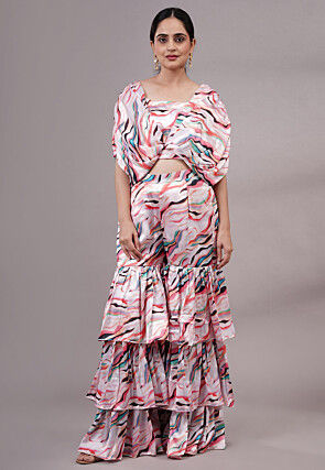 Digital Printed Satin Co Ord Set in Multicolor