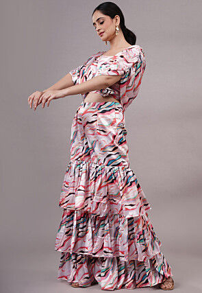 Digital Printed Satin Co Ord Set in Multicolor