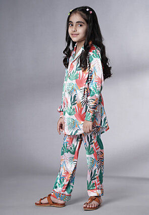 Digital Printed Satin Co Ord Set in Multicolor