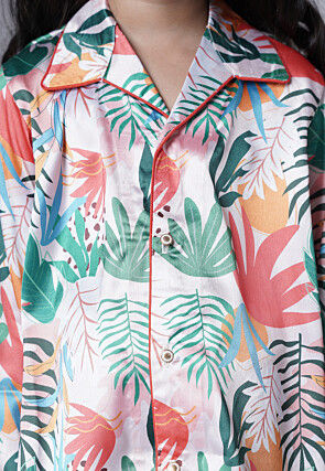 Digital Printed Satin Co Ord Set in Multicolor