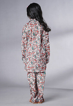 Digital Printed Satin Co Ord Set in Multicolor