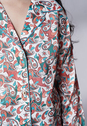 Digital Printed Satin Co Ord Set in Multicolor