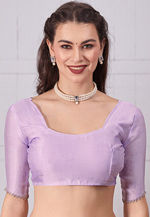 Digital Printed Satin Georgette Saree in Light Purple