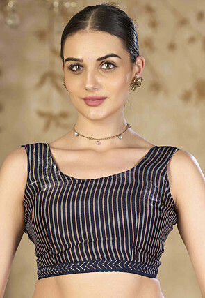 Digital Printed Satin Georgette Saree in Navy Blue