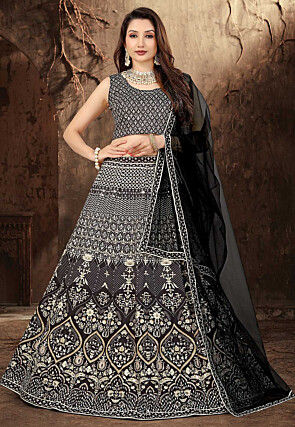 5 In Stock | Black Georgette Beautiful Sequins Embroidered Lehenga Choli Se  | Wedding Wear Outfits