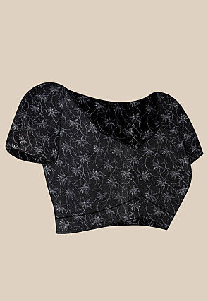 Digital Printed Satin Saree in Off White and Black