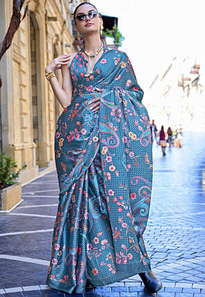 Appealing Printed Satin Silk Multi Color Saree