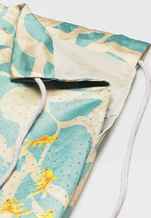 Digital Printed Satin Silk Lehenga in Cream