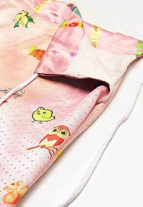 Digital Printed Satin Silk Lehenga in Pink