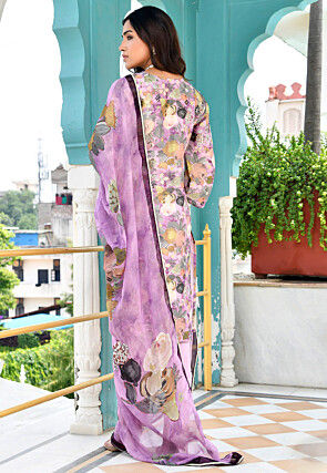 Digital Printed Tissue Pakistani Suit in Light Purple