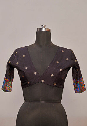 Digital Printed Tussar Silk Saree in Black