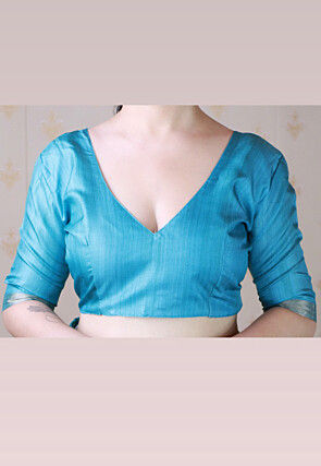 Digital Printed Tussar Silk Saree in Blue