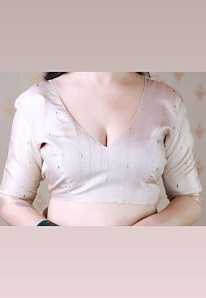 Madhubani Printed Tussar Silk Saree in Dusty Blue