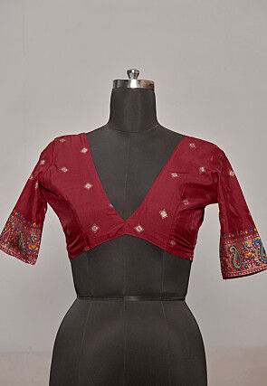 Digital Printed Tussar Silk Saree in Maroon