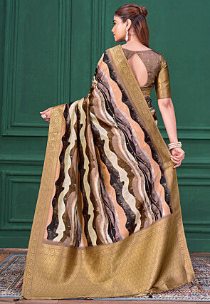 Digital Printed Tussar Silk Saree in Multicolor