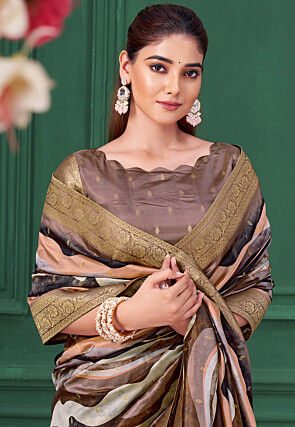 Digital Printed Tussar Silk Saree in Multicolor