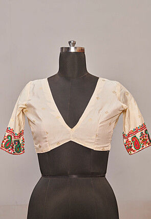 Digital Printed Tussar Silk Saree in Off White