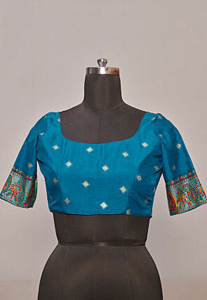 Digital Printed Tussar Silk Saree in Teal Blue