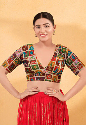 Digital Printed Velvet Blouse in Multicolor