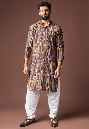 Digital Printed Viscose Cotton Short Kurta Set in Multicolor