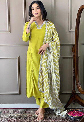 Digital Printed Viscose Pakistani Suit in Green