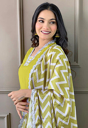 Digital Printed Viscose Pakistani Suit in Green