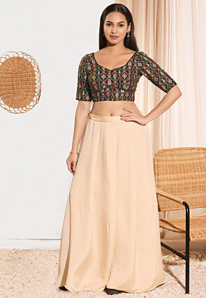 Digital Printed Viscose Rayon Blouse in Black