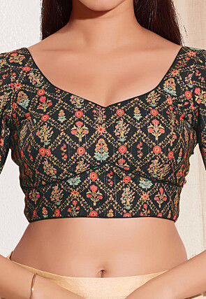 Digital Printed Viscose Rayon Blouse in Black