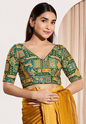 Digital Printed Viscose Rayon Blouse in Green