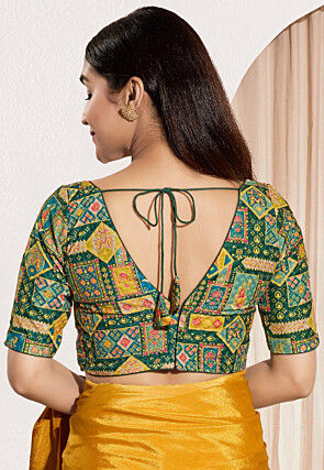 Digital Printed Viscose Rayon Blouse in Green