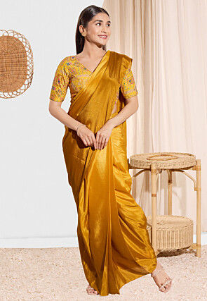 Digital Printed Viscose Rayon Blouse in Mustard