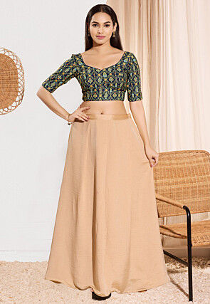 Digital Printed Viscose Rayon Blouse in Navy Blue