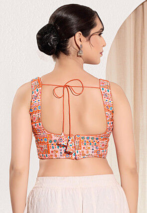 Digital Printed Viscose Rayon Blouse in Peach