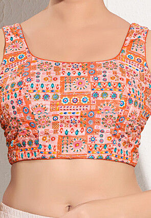 Digital Printed Viscose Rayon Blouse in Peach