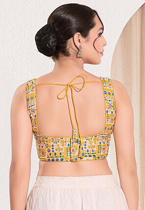 Digital Printed Viscose Rayon Blouse in Yellow