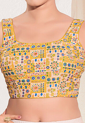 Digital Printed Viscose Rayon Blouse in Yellow