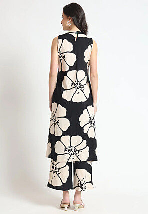 Digital Printed Viscose Rayon Co Ord Set in Black