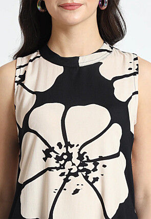 Digital Printed Viscose Rayon Co Ord Set in Black