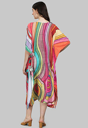 Digital Printed Viscose Rayon Kaftan Dress in Multicolor