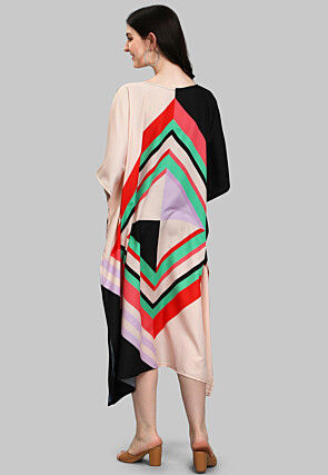 Digital Printed Viscose Rayon Kaftan Dress in Multicolor