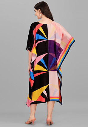 Digital Printed Viscose Rayon Kaftan Dress in Multicolor
