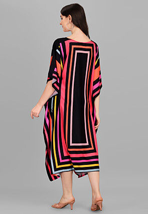 Digital Printed Viscose Rayon Kaftan Dress in Multicolor