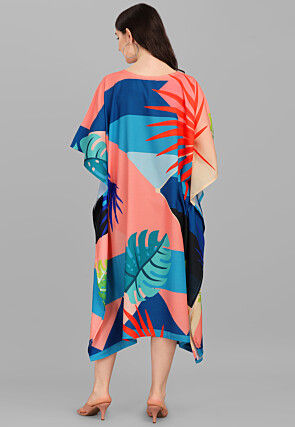 Digital Printed Viscose Rayon Kaftan Dress in Multicolor