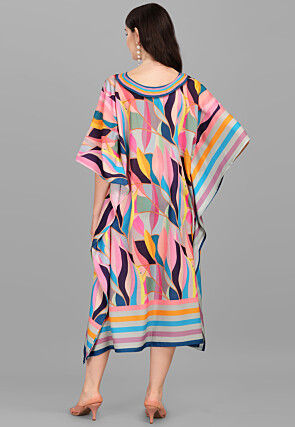 Digital Printed Viscose Rayon Kaftan Dress in Multicolor
