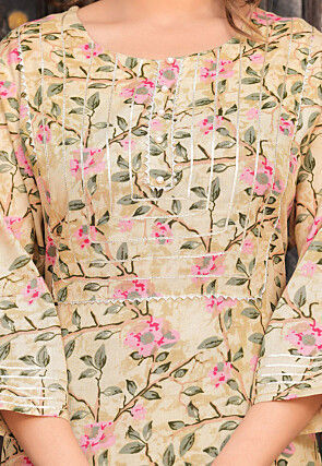 Digital Printed Viscose Rayon Pakistani Suit in Beige