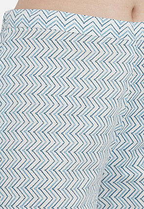 Digital Printed Viscose Rayon Punjabi Suit in Light Blue