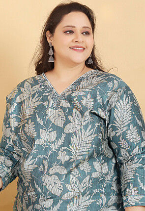 Digital Printed Viscose Silk Pakistani Suit in Blue