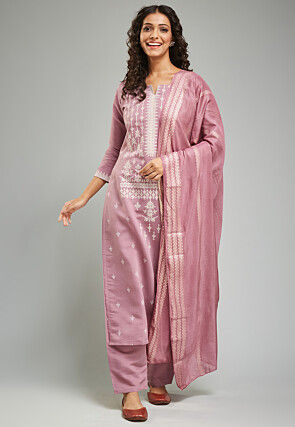 Digital Printed Viscose Silk Pakistani Suit in Purple